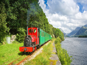 Llyn Padarn Railway Image of the train running along Lake Padarn Llyn Padarn railway North Wales train trip