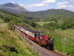 Vale of Ffestiniog Steam train at the Vale of Ffestiniog narrow gauge track North Wales