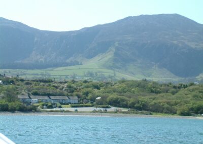 View of Trefor beach from the sea Llyn Peninsula North Wales boating fishing